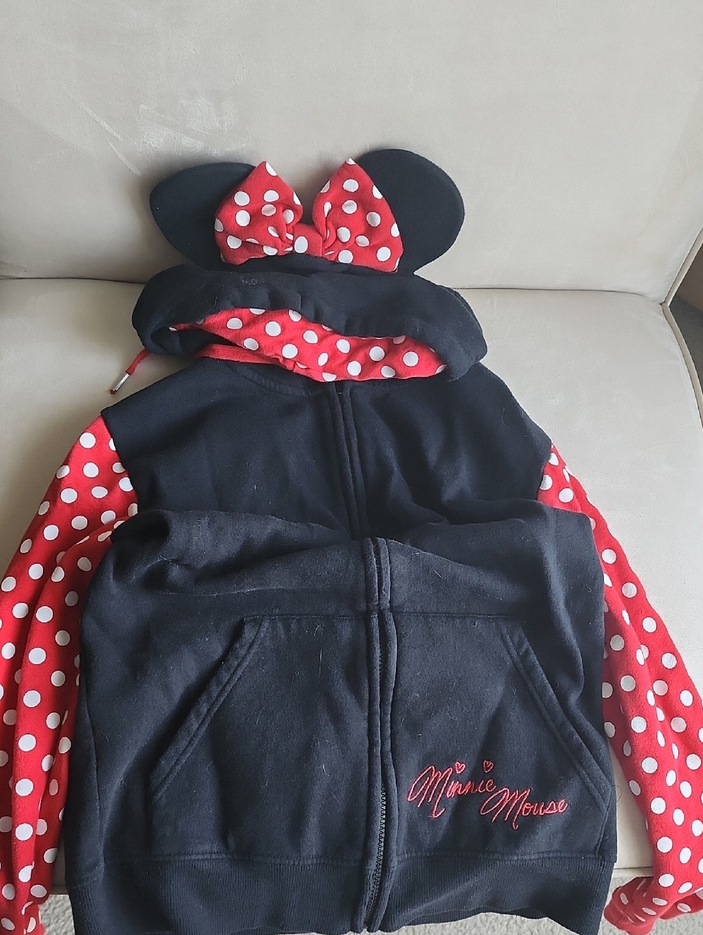 Disney Minnie Mouse Hooded Jacket - Black & Red Polka Dot